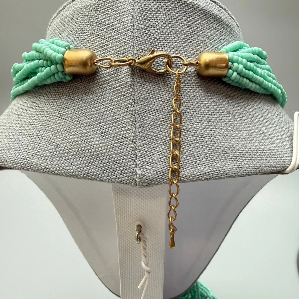Mint‎ Green Seed Bead and Aqua Blue Bead Necklace 27